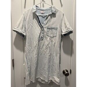Women’s Pink Lily Mineral Wash Shirt Dress Mini Large Button Casual Short sleeve